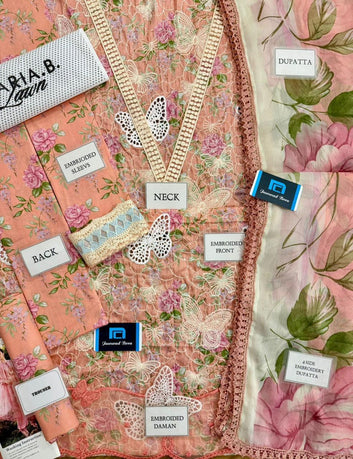 Maria.B - Printed Lawn Chikankari Suit with Chiffon Dupatta