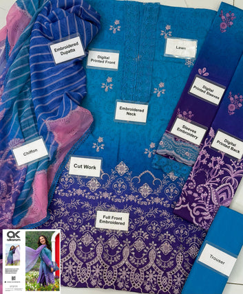 ALKARAM DIGITAL PRINTED LAWN 3 PIECE SUIT