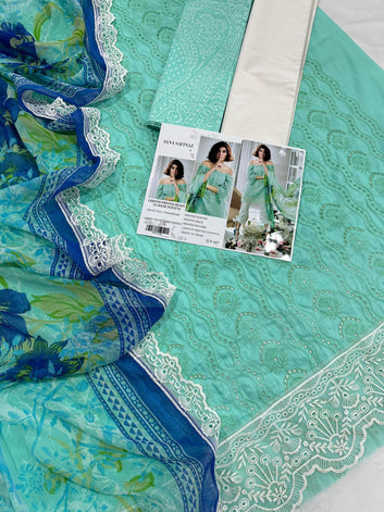 SANA SAFINAZ LAWN CHIKANKARI 3 PIECE SUIT