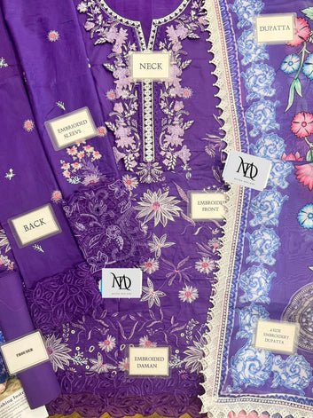 MUSHQ FESTIVE EMBROIDERED LAWN 3 PIECE SUIT