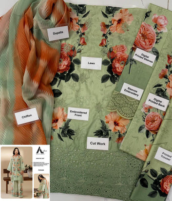 ADAN LIBAAS EMBROIDERED LAWN 3 PIECE SUIT
